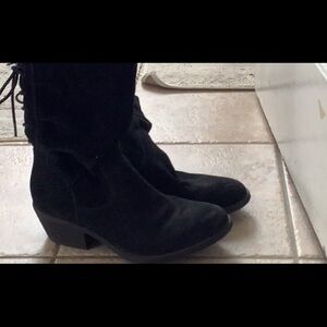 Black suede mid shaft boots 8.5